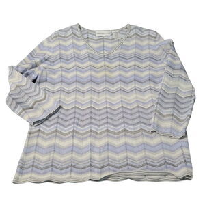 Alfred Dunner Womens Blouse MultiColor Size Medium Rayon Blend 3/4 Sleeve